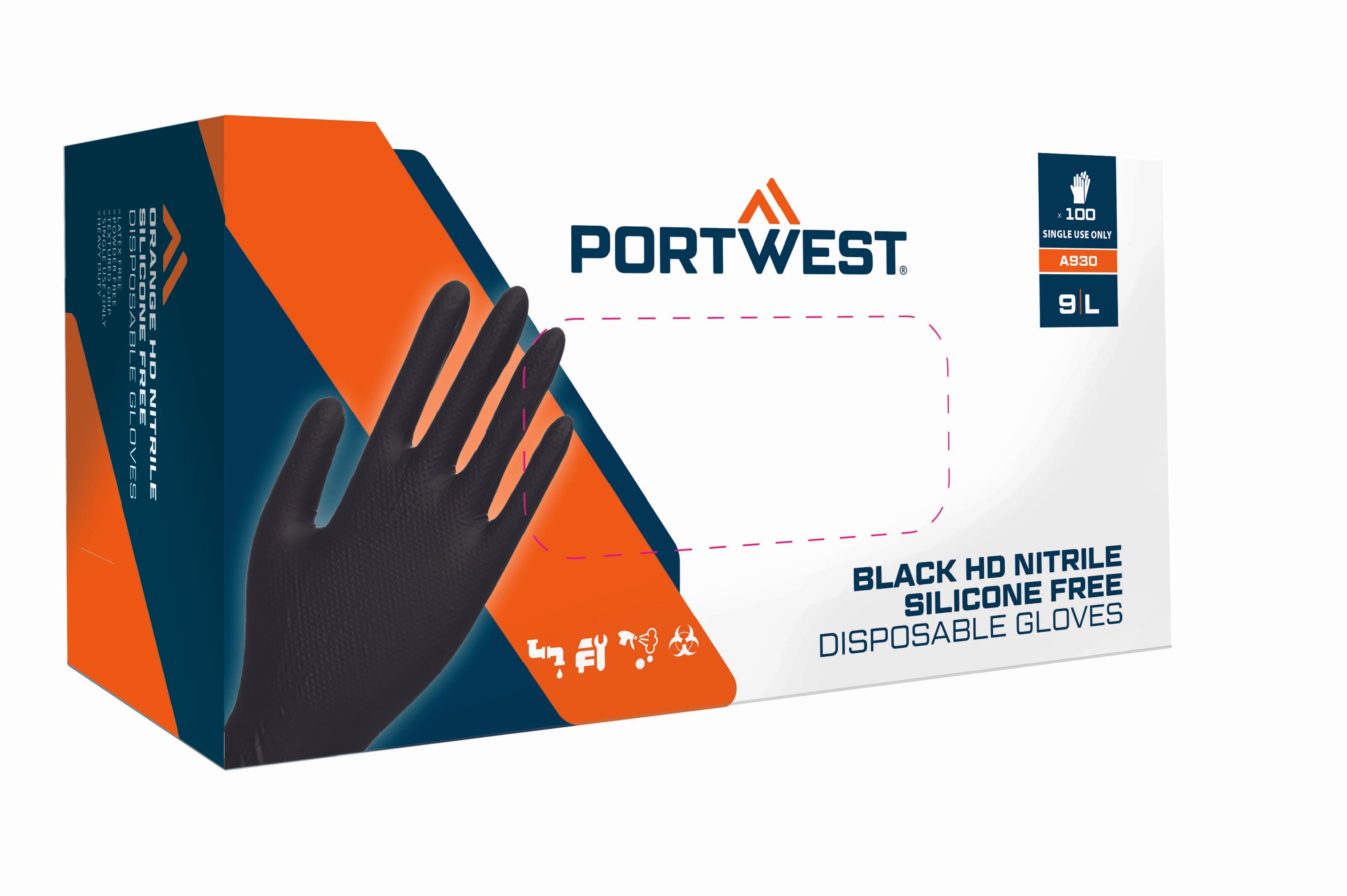 Disposable gloves A930 -  (Pk100) Black